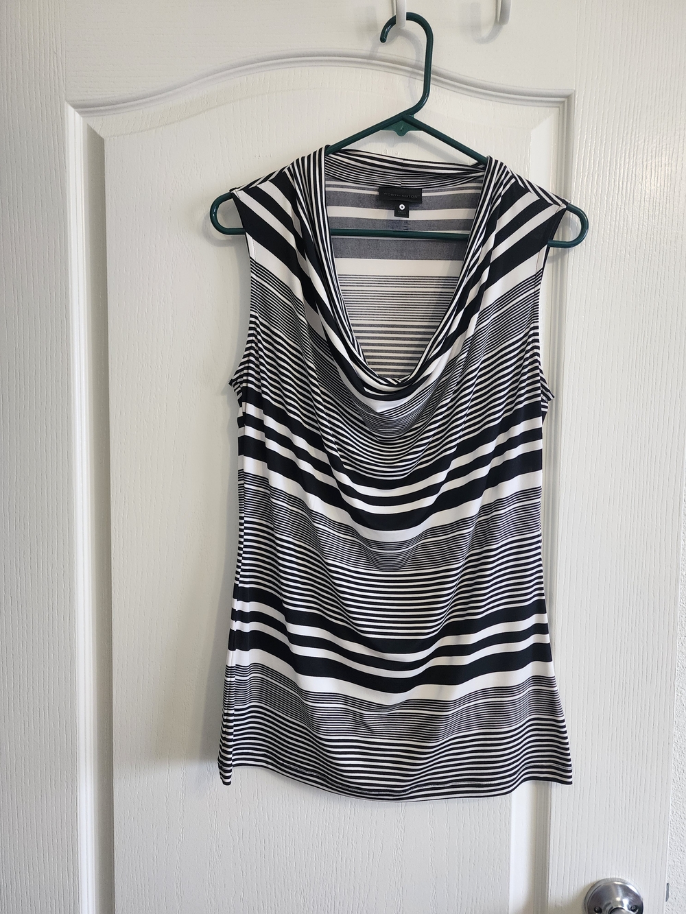 Worthington Black & White Striped Cowl Neck Camisole
